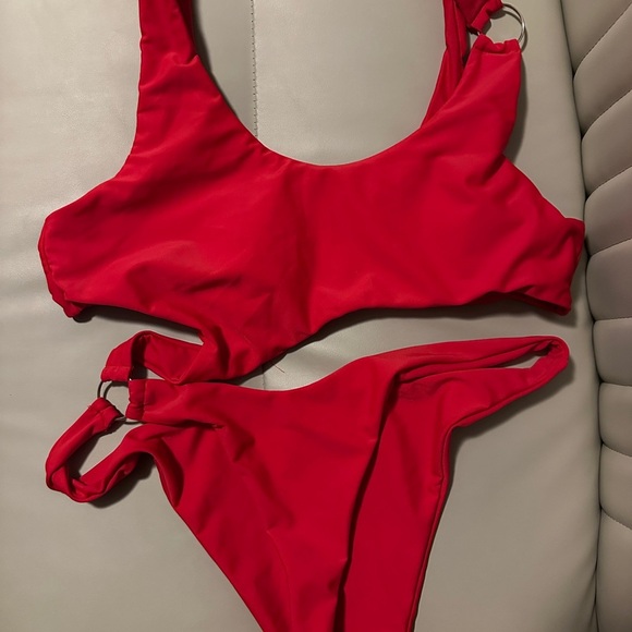 Red Asymmetrical Cutout Monokini Swimsuit Pool Party Beach – Size XL - Picture 2 of 2